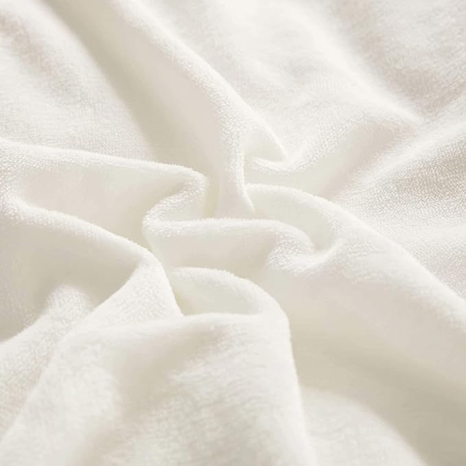 Cottonight Twin Velvet Comforter Set - Plush Fluffy Flannel Bedding - Modern Solid White Blanket Quilts - Soft Thick Warm Plain White Comforter Set for Women & Men