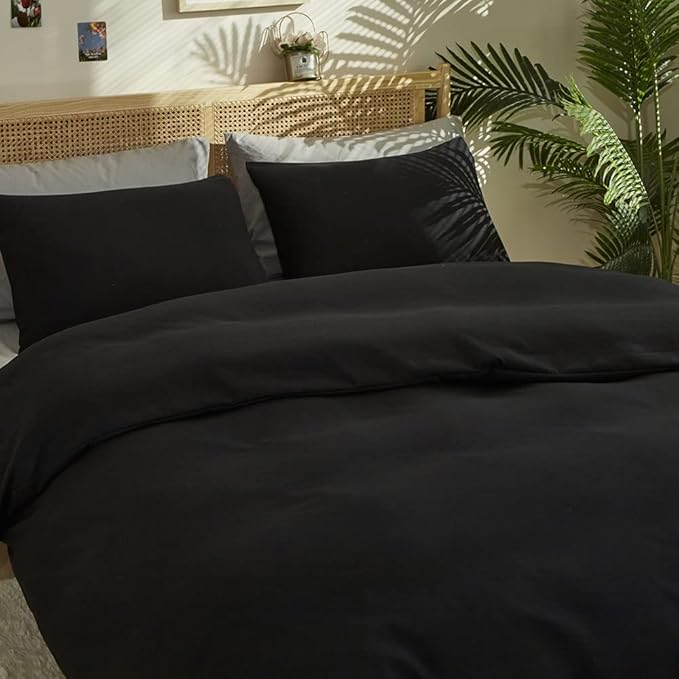 CLOTHKNOW Black Twin Comforter Set 3Pcs All Black Bedding Comforter Sets Soft Comforter Boys Men Comforter Sets