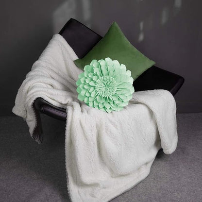 JWH Handmade 3D Flower Pillow Covers Aesthetic Decorative Round Floral Throw Pillow Floral Accent Pillow Cases Velvet Pillowcase Cute Cushion for Bed Couch Bedroom 14 Inch Light Green