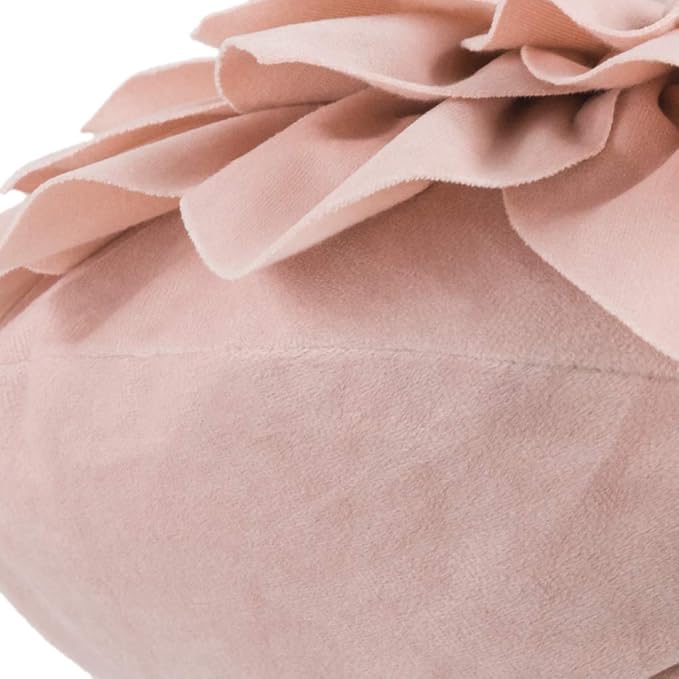 Decorative Throw Pillow 3D Flower Round Pillow Accent Handmade Cushion with Insert for Couch Bed Home Decor 12 Inch (12 inch, Rose Gold)