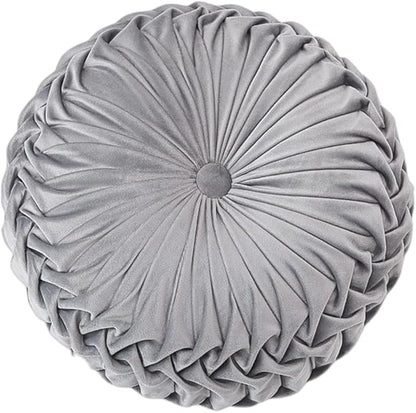 Baiyuruodie Round Velvet Pillow, Sofa Bed Bedroom Decorative Throw Pillow (38cm, Grey)
