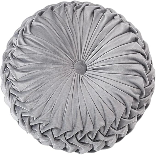 Baiyuruodie Round Velvet Pillow, Sofa Bed Bedroom Decorative Throw Pillow (38cm, Grey)