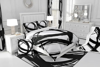 Black and White Abstarct Comforter Set Twin Size for Kids Boys Girs,Graffiti Stripes Lines Bedding Set,Aesthetic Geometric Duvet Insert for Minimalists,Contemporary Boho Modern Art Quilt
