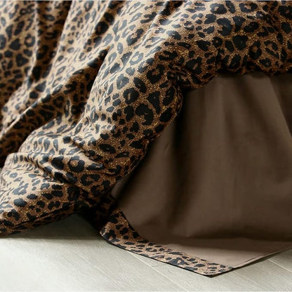 mixinni Leopard Comforter Set Twin XL-3 Pieces Animal Cheetah Print Comforter Sexy Soft Microfiber Brown/Black Floral Print Bedding Set with 2 Pillowcases for All Season-Twin XL Size