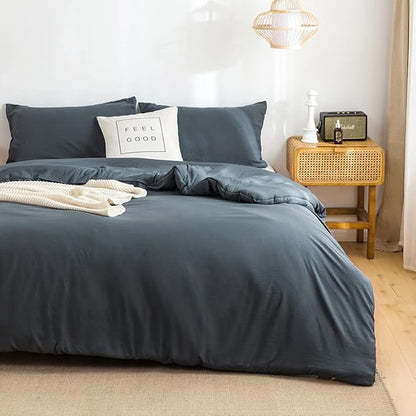 2Piece Sliky Soft Fluffy Bedding Comforters Set for Twin/XL Size Bed, Made with Cozy Washable PolyCotton Microfiber Fabric, LightWeight All Season Use, 1 Comforter & 1 Pillowsham, Dark Dusty Blue Grey