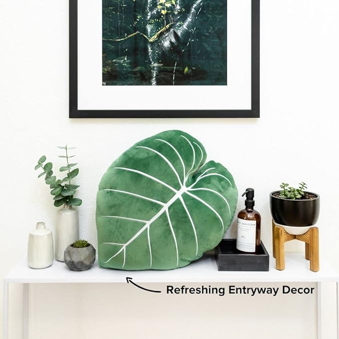 Green Philosophy Co. Philodendron Gloriosum Leaf Pillow - Moody Green