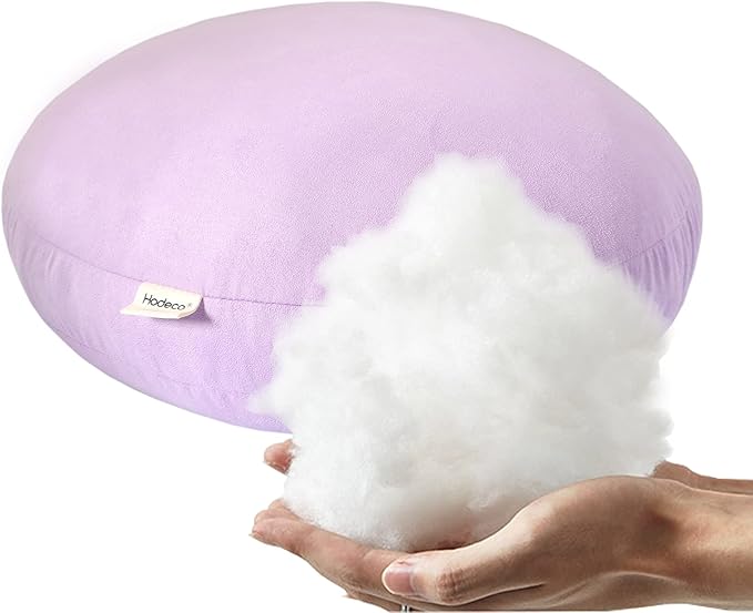 Light Purple Round Throw Pillow 16x16 Down-Like Polyester Filling Super Soft Elastic Circle Floor Pillow Fluffy Pillow 40cm Decorative Cushion for Couch Bedroom, 1 Piece