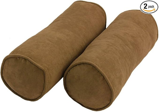 Blazing Needles Corded Microsuede Throw Pillows (Set of 2), 20" x 8", Saddle Brown