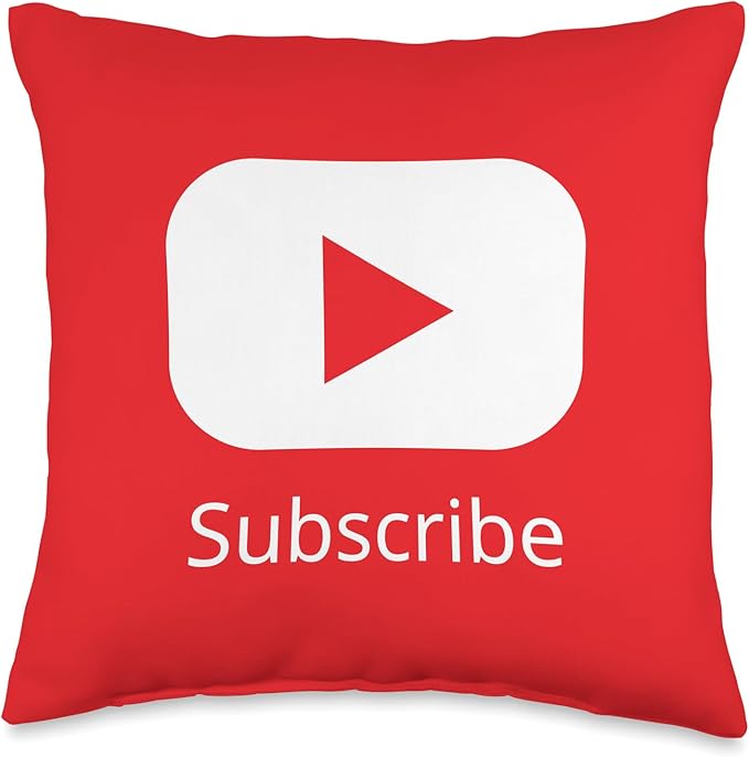 Red Subscribe Video Blogger Play Button Throw Pillow