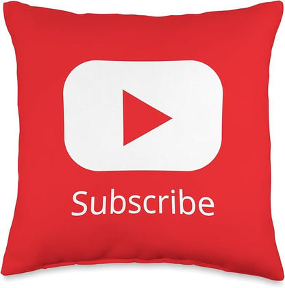 Red Subscribe Video Blogger Play Button Throw Pillow