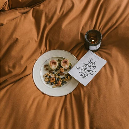 Wellboo Pumpkin Color Comforter Set California King Solid Terracotta Comforters Cal King Size Plain Burnt Orange Bedding Cotton Women Rust Caramel Quilts Blankets Dusty Cinnamon Brown Warm Bedding