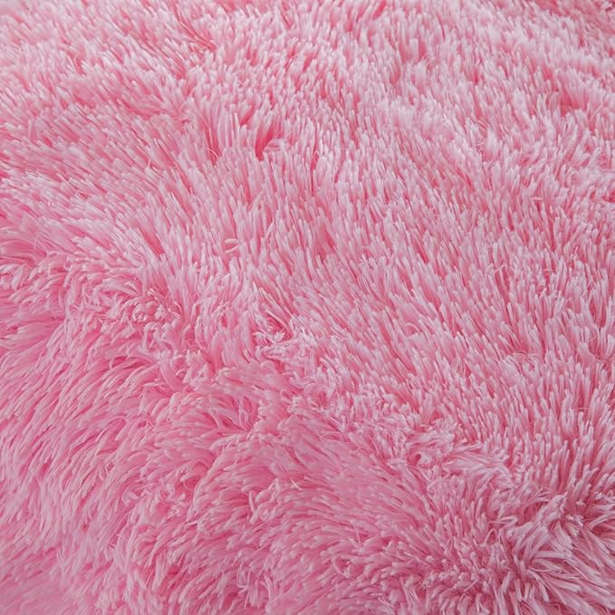 chovy Faux Fur Plush Light Pink Comforter Sets King - Ultra Soft Shaggy Flannel Velvet Fluffy Fuzzy 3PC Bedding Set （Comforter x 1 Pillowcases x 2）