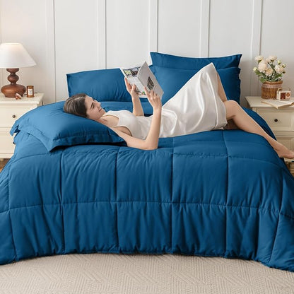 JOLLYVOGUE Queen Comforter Set, Ultra-Soft Bed in a Bag Queen Size 7 Pieces, Oeko-TEX Certified Bedding Set with Down Alternative Comforter, Sheets, Pillowcases & Shams, Teal