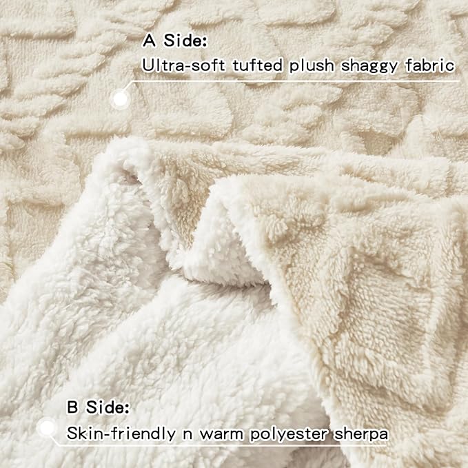 Joyreap 3-Piece Fluffy Faux Fur Sherpa Comforter Set Beige, Queen Size Luxury Tufted Bedding Comforter Set, All Season Soft n Cozy Plush Comforter Bed Set- 88x88 inches