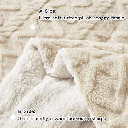 Joyreap 3-Piece Fluffy Faux Fur Sherpa Comforter Set Beige, Twin Size Luxury Tufted Bedding Comforter Set, All Season Soft n Cozy Plush Comforter Bed Set- 68x86 inches