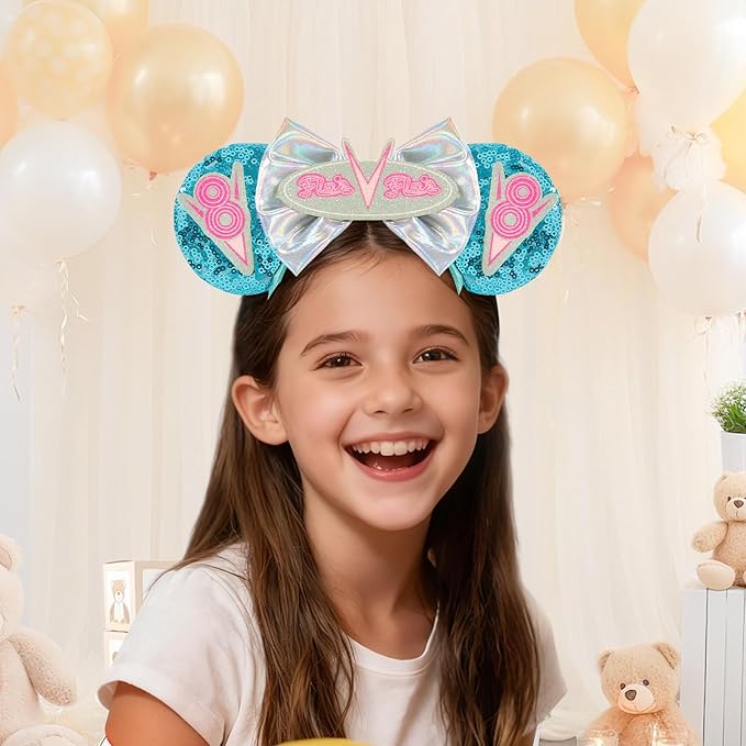 Car Mouse Ear Headbands,Sparkle Mouse Ears Headband for Women Girls Cartoon Princess Costume Cosplay Decoration (TG-blueV8)
