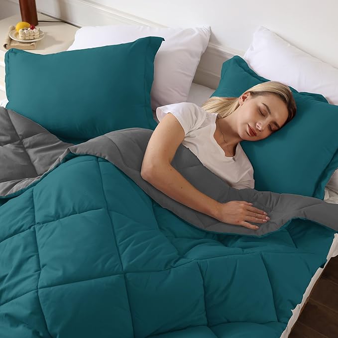 downluxe California King Comforter Set - Ocean and Grey Cal King Comforter Set, Soft Bedding Sets for All Seasons - 3 Pieces - 1 Comforter (104"x96") and 2 Pillow Shams(20"x36")