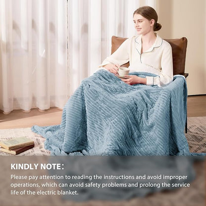 Homemate Electric Heated Blanket Full Size - 72"x84" Heating Blanket Full Size 1/2/4/6/8 Hours Auto-Off 10 Heat Level Over-Heat Protection Soft Flannel Sherpa ETL Certification