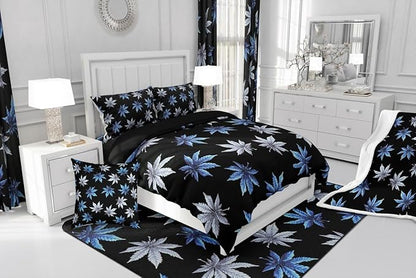 Erosebridal Teal Leaves Comforter Set King, Leaves Bedding for Women Men Adults,Tropical Botanical Bedding Comforter Sets,Exotic Plant Down Comforter,Luxury Soft