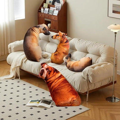 Dog Pillow 3D Simulation Dog Shaped Pillow, 19.7" Funny Shiba Inu Plush Pillow Dog Stuffed Animal Pillow Chair Cushion for Home Decor
