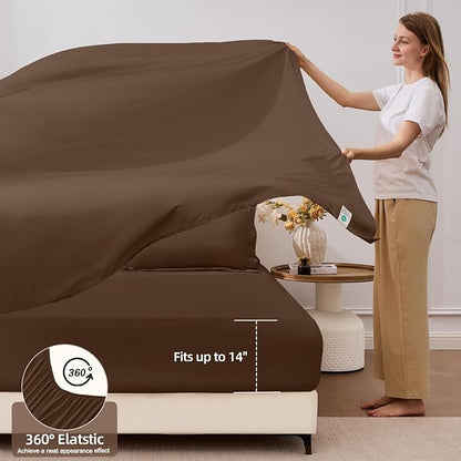 FUANNA 7 Pieces Queen Comforter Set, All Season Bed in a Bag Queen Size, Luxury Soft Bedding Sets with Comforter, Flat Sheet, Fitted Sheet, Pillowcases & Pillow Shams, Dark Brown