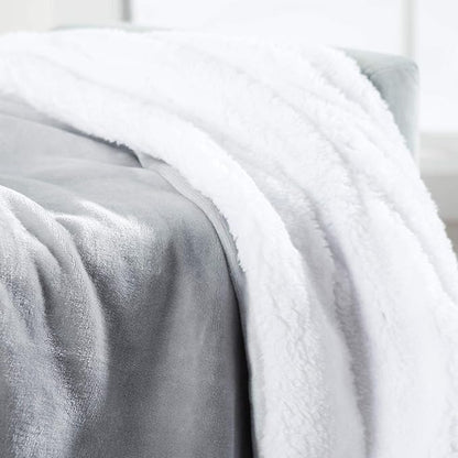 Genteele Sherpa Throw Blanket Super Soft Reversible Ultra Luxurious Plush Blanket, 60 x 70 inches, Silver/White