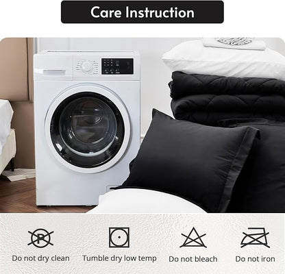 MUXHOMO 5 Pieces Twin XL Comforter Set, Reversible Bed in a Bag Twin XL Size, All Season Bedding Set with Comforter, Flat Sheet, Fitted Sheet, Pillowcases & Shams, Black & White