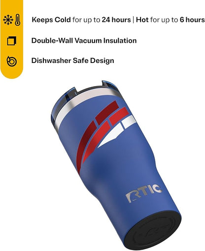 RTIC 20oz Essential Tumbler with Lid, Ceramic Lined, Insulated, Stainless Steel, Metal, Double Wall Vacuum-Insulation, Travel Cup for Iced Coffee, Tea, Hot and Cold Drink, Retro Stripes