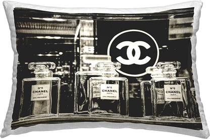 Stupell Industries Monochrome Perfumes Display Design by Graffitee Studios Throw Pillow