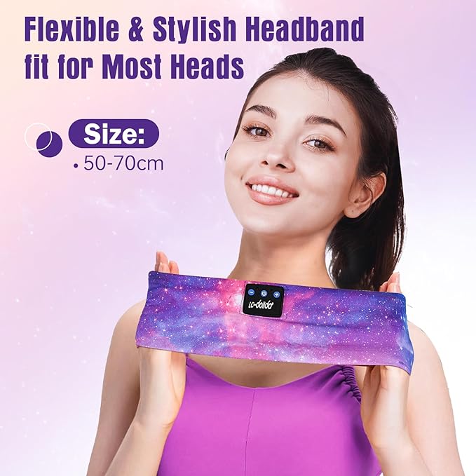 LC-dolida Sleep Headphones Bluetooth Headband Sleeping Wireless Headband Headphones with Thin HD Stereo Speakers Perfect for Side Sleepers, Sport, Yoga, Travel Insomnia Running Meditation Gifts