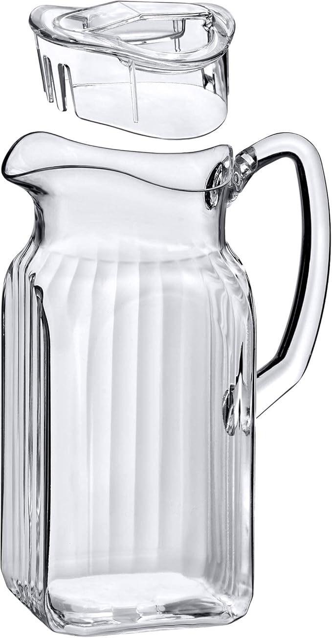 Amazing Abby - Quadly Bandly - Plastic Pitcher (64 oz, 2 Quart), Clear Water Pitcher with Lid, Fridge Jug, BPA-Free, Shatter-Proof, Great for Iced Tea, Sangria, Lemonade, Juice, Milk, and More