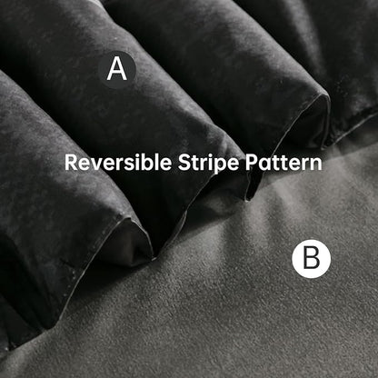 Xruibed Blcak King Comforter Set 7 Pieces, Black Grey Boho Striped Bed in a Bag King Size Soft Microfiber All Season Bedding Set with Comforter, Sheets, Pillowcases & Shams(104"×90")