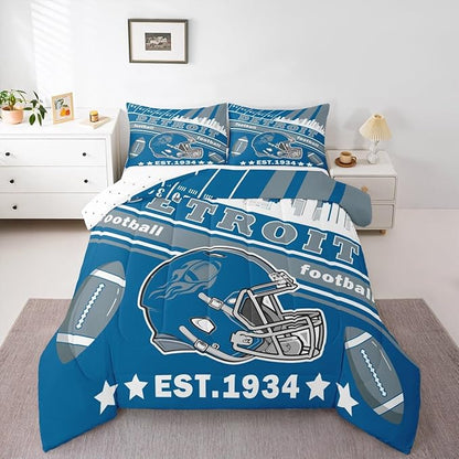 Feelyou Football Bedding Set Full Size Boys Girls Rugby Sports Comforter Set Women Men Football City Duvet Quilt Bedroom Decor