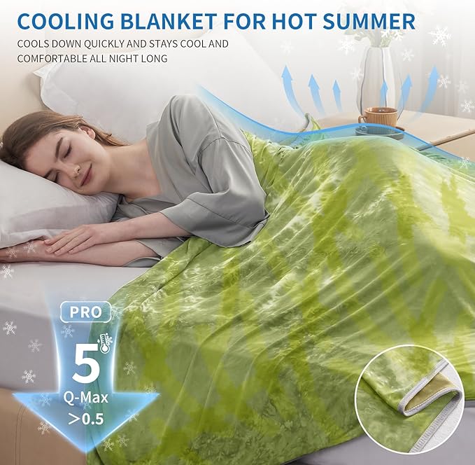 Guohaoi Cooling Blanket (90"x90"Queen Size) for Hot Sleepers and Night Sweats,Decortive Tie Dye,Arc-Chill Q-Max >0.5Cool Fiber,Ultra Cold Breathable,Comfortable,Keep Cool,Hypo-Allergenic,All-Season