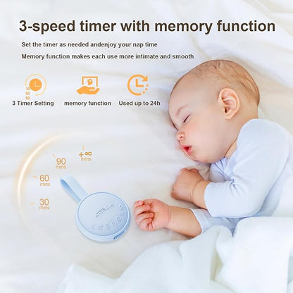 White Noise Sound Machine for Sleeping Adults & Baby, Portable Noise Machine with 24 Soothing Sounds, Bluetooth 5.1, Battery Powered, 3 Timer Settings, Memory Function for Home, Office, Travel (Blue)