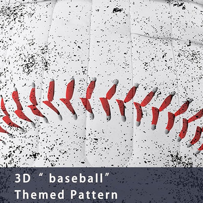 NINENINE Baseball Comforter Bedding Set King for Boys Teens,Baseball Pattern with Black Half-Dotted Printed Bedding Set,White Comforter Set,Soft Microfiber Quilt Set with Matching Pillowcase#5009