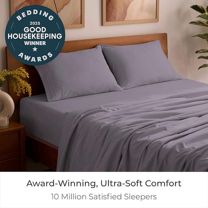 Mellanni Queen Sheets Set - 4 PC Iconic Collection Bedding - Hotel Luxury, Extra Soft, Cooling Bed Sheets - Wrinkle, Fade, Stain Resistant (Queen, Hazy Lilac)