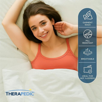 Therapedic 100% Egyptian Cotton Queen 6-Piece Sheet Set – Naturally Cooling & Breathable Sateen, Preshrunk Garment Wash, 16" Deep Pocket Fitted Sheet, Bonus Pillowcases, Soft & Durable - Sage