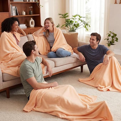 Kinlop Fleece Blanket Bulk 60 x 50 Inch Soft Lightweight Fleece Cozy Blanket Warm Throw Plush Pet Throw for Bed Couch Sofa Home Office Wedding Gifts Travel Camping(Light Orange)