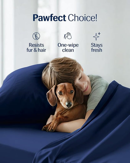 REST® Evercool®+ Starter Sheet Set, Cali King, Blue, Breathable Bed Sheet for Hot Sleeper and Night Sweats, with Pillowcases, Ionic+ Self-Cleaning Silver Yarn for Sensitive Skin, 3PCS No Flat Sheet