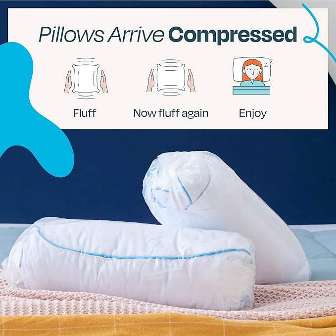 Linenspa Two Pack Shredded Gel Memory Foam Pillow, King Size – Cooling Bed Pillow – Soft and Supportive – Side, Stomach, and Back Sleepers – Pack of 2 – CertiPur Certified