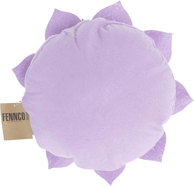 Fennco Styles Handmade 3D Heart-Shaped Petals Flower Decorative Filled Throw Pillow 13" Round - Lilac Floral Pillow for Couch, Home Décor and Holiday, Housewarming Gift