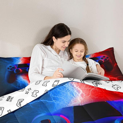 Erosebridal Boys Bedding Sets - Queen Size Gaming Comforter Sets, Toddler Bedding Set, Red Blue