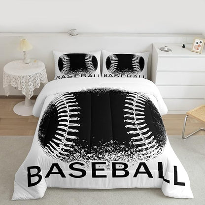 Feelyou Baseball Bedding Set Kids Baseball Sports Comforter Set Ball Games Comforter for Boys Room Decor Comforter Twin Size with 1 Pillow Case Boys