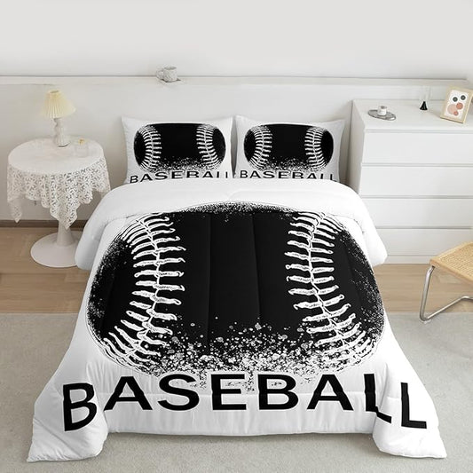 Feelyou Baseball Bedding Set Kids Baseball Sports Comforter Set Ball Games Comforter for Boys Room Decor Comforter Twin Size with 1 Pillow Case Boys