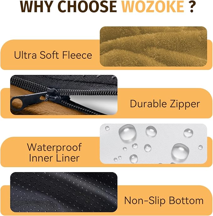 Orthopedic Washable Large Dog Bed: Cooling Dog Bed with Bolsters - Jumbo Bed Waterproof Removable Cover Non-Slip Bottom for Extra Large Sized - Orange
