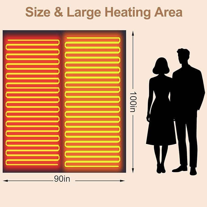 Heated Blanket Queen Size, 84"x90" Electric Heating Soft Dual-Sided Flannel Machine Washable Blanket, 12 Heat Levels & 12 Hours Auto Off, Soft Warm Flannel Blanket, Overheat Protection with ETL & FCC