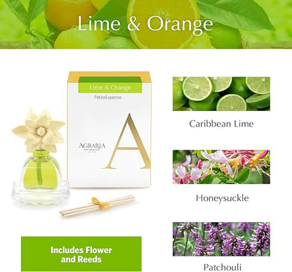 AGRARIA PetiteEssence Flower and Reed Diffuser Set, Hand Crafted Sola Flower Botanical Home Fragrance Set, Scented Oil Gift for All Occasions