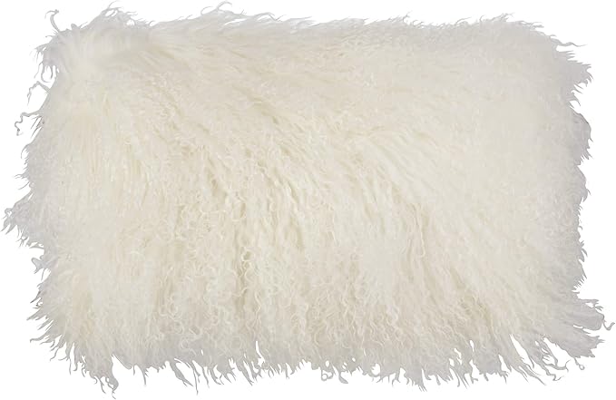 SARO LIFESTYLE Mongolian Lamb Fur Poly Filled Throw Pillow