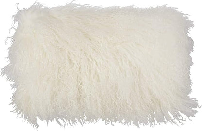 SARO LIFESTYLE Mongolian Lamb Fur Poly Filled Throw Pillow